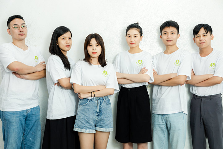 6 young people wearing white T-shirt with AllTimeCare's logo